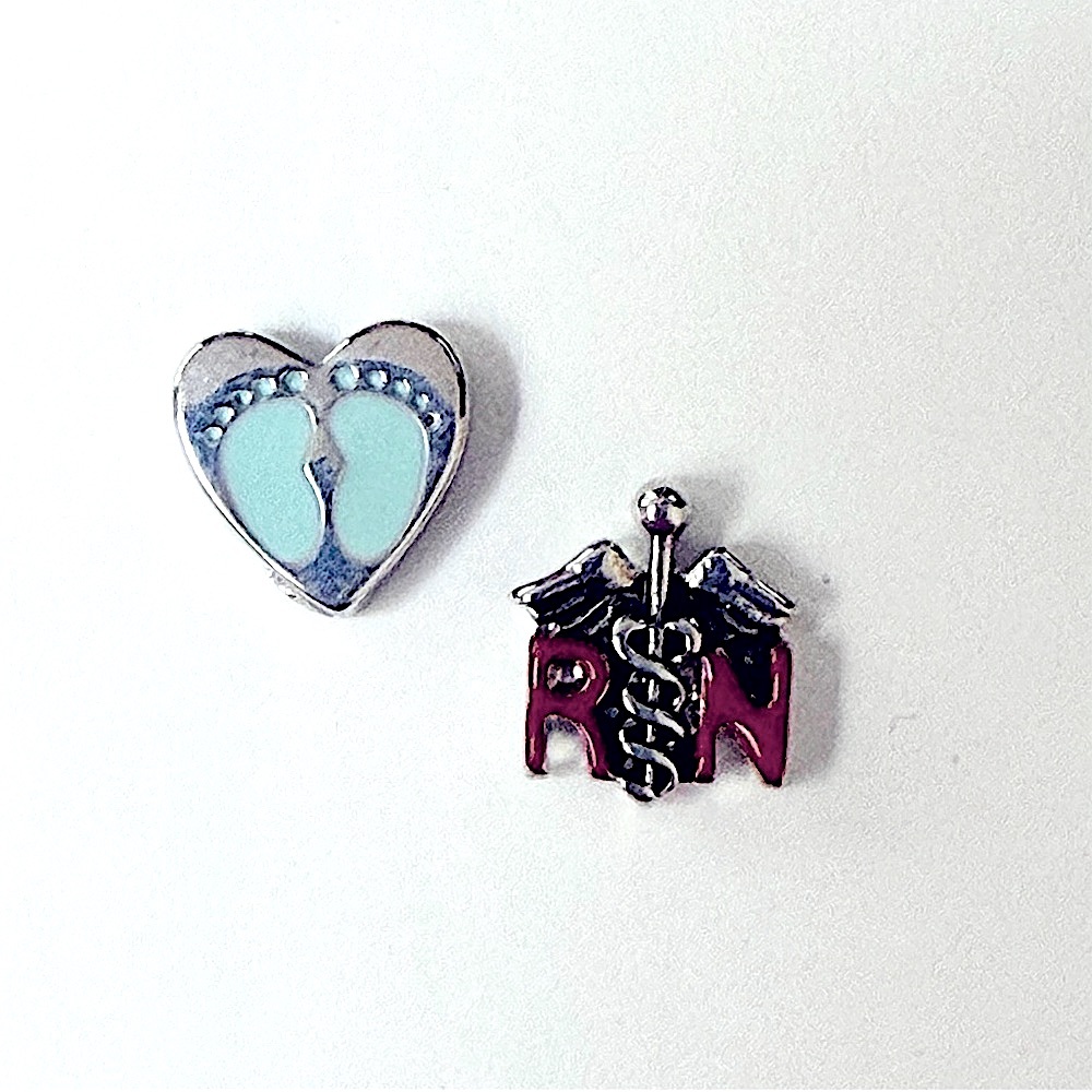 👣 Origami Owl Charms RN Nurse and Blue Boy Feet Foot Prints